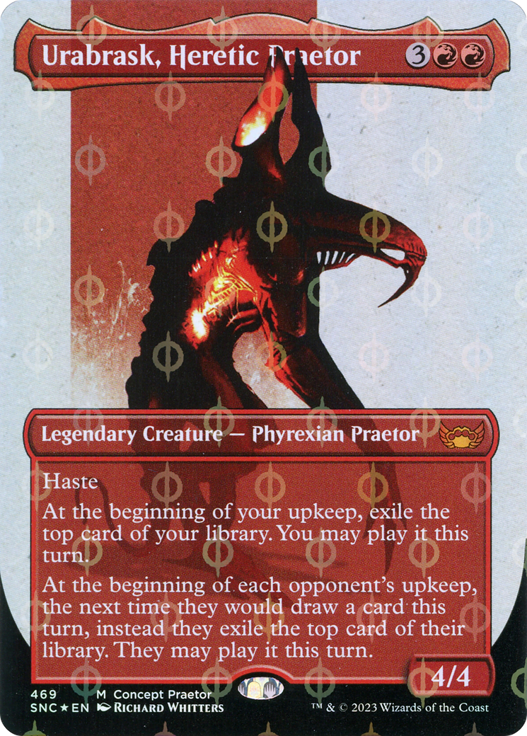 Urabrask, Heretic Praetor (Borderless Concept Praetors Step-and-Compleat Foil) [Phyrexia: All Will Be One] | Odin's Place