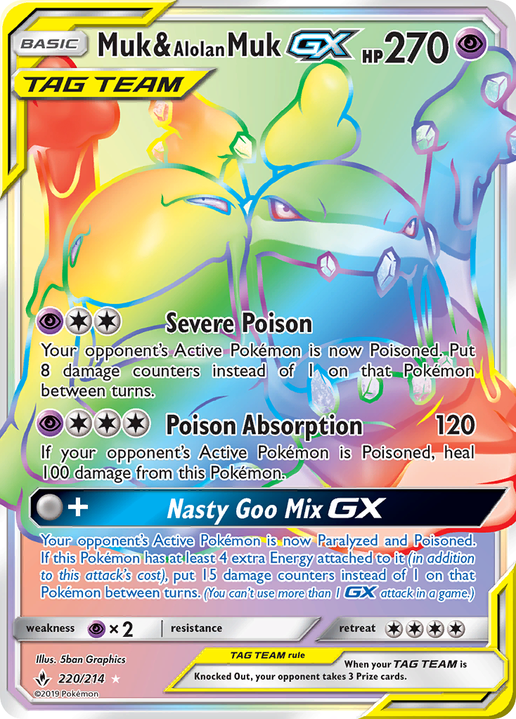 Muk & Alolan Muk GX (220/214) [Sun & Moon: Unbroken Bonds] | Odin's Place