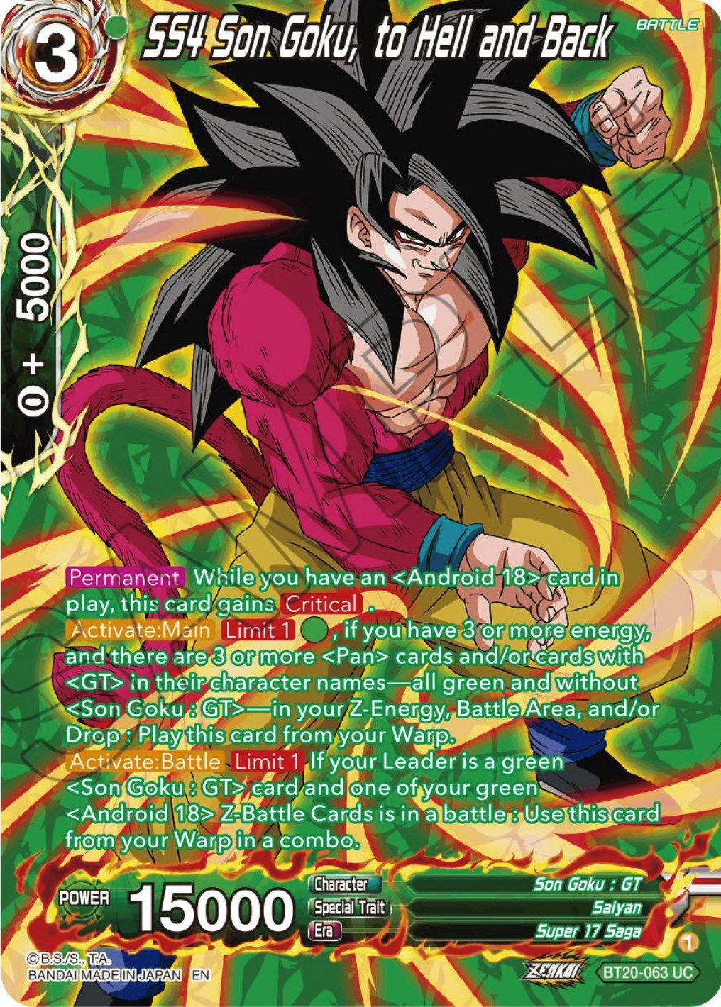 SS4 Son Goku, to Hell and Back (Silver Foil) (BT20-063) [Power Absorbed] | Odin's Place