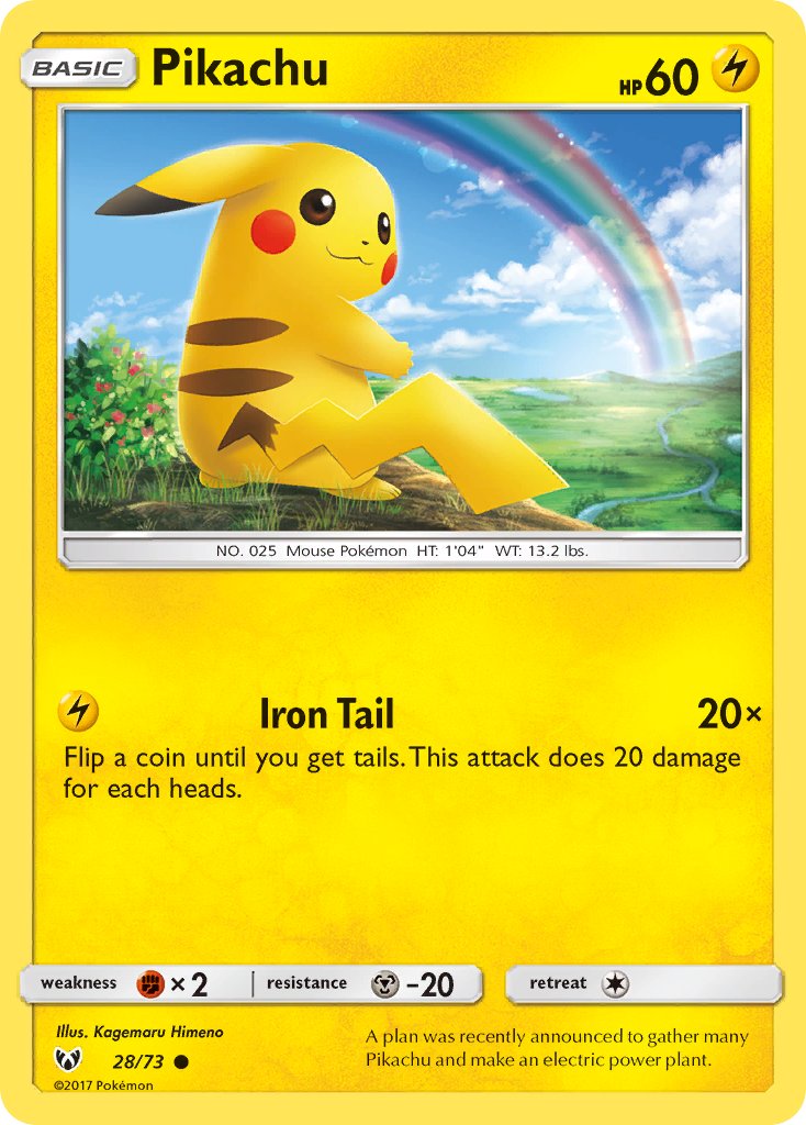 Pikachu (28/73) (Lets Play, Pikachu Cracked Ice Holo) (Theme Deck Exclusives) [Sun & Moon: Shining Legends] | Odin's Place