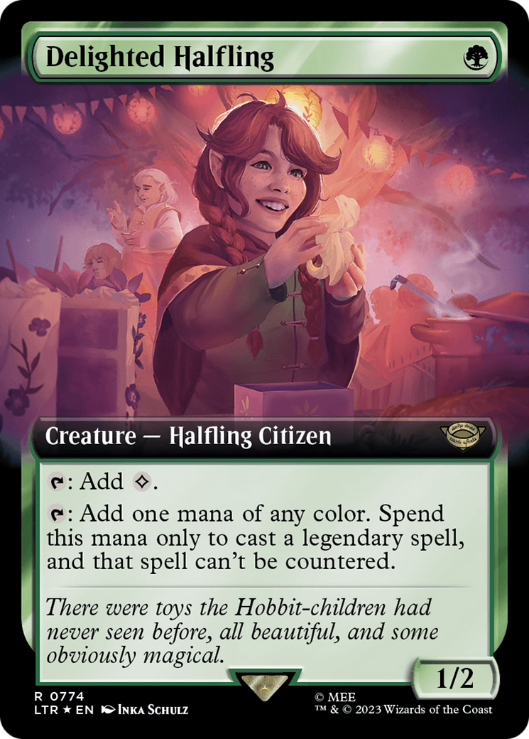 Delighted Halfling (Extended Art) (Surge Foil) [The Lord of the Rings: Tales of Middle-Earth] | Odin's Place