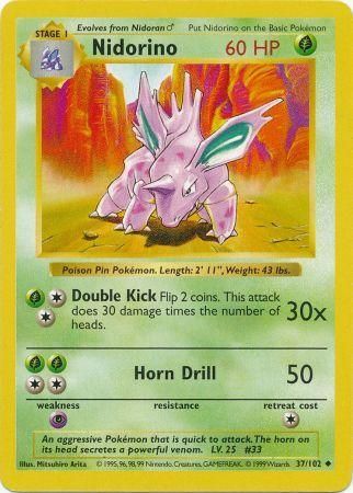 Nidorino (37/102) [Base Set Shadowless Unlimited] | Odin's Place