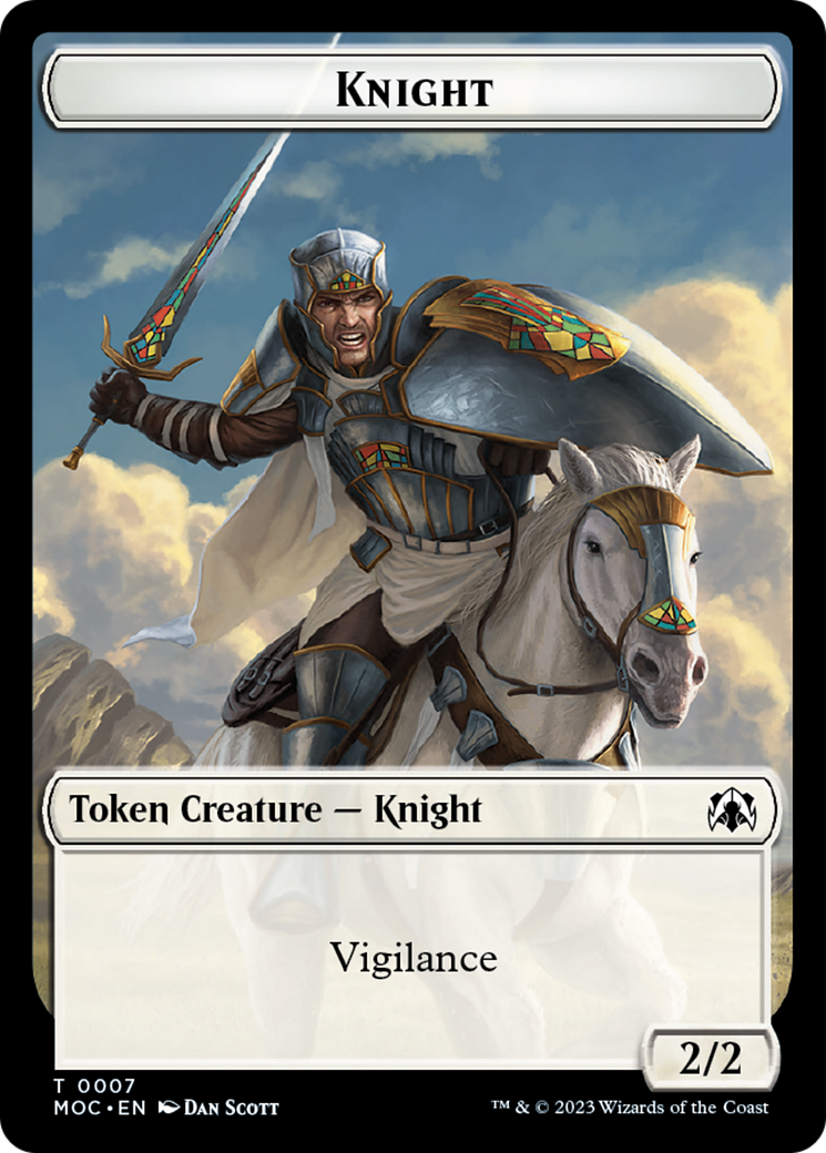 Knight (7) // Spirit (14) Double-Sided Token [March of the Machine Commander Tokens] | Odin's Place