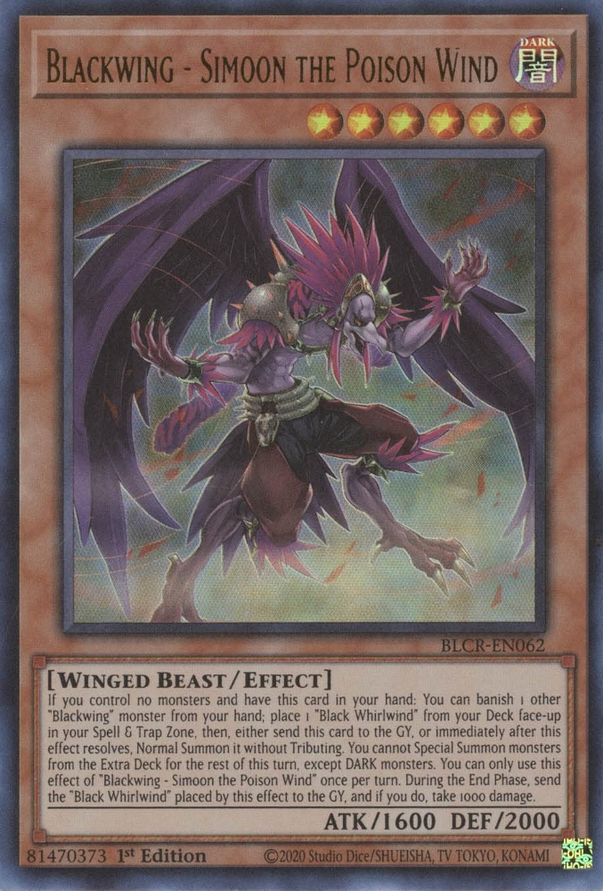 Blackwing - Simoon the Poison Wind [BLCR-EN062] Ultra Rare | Odin's Place