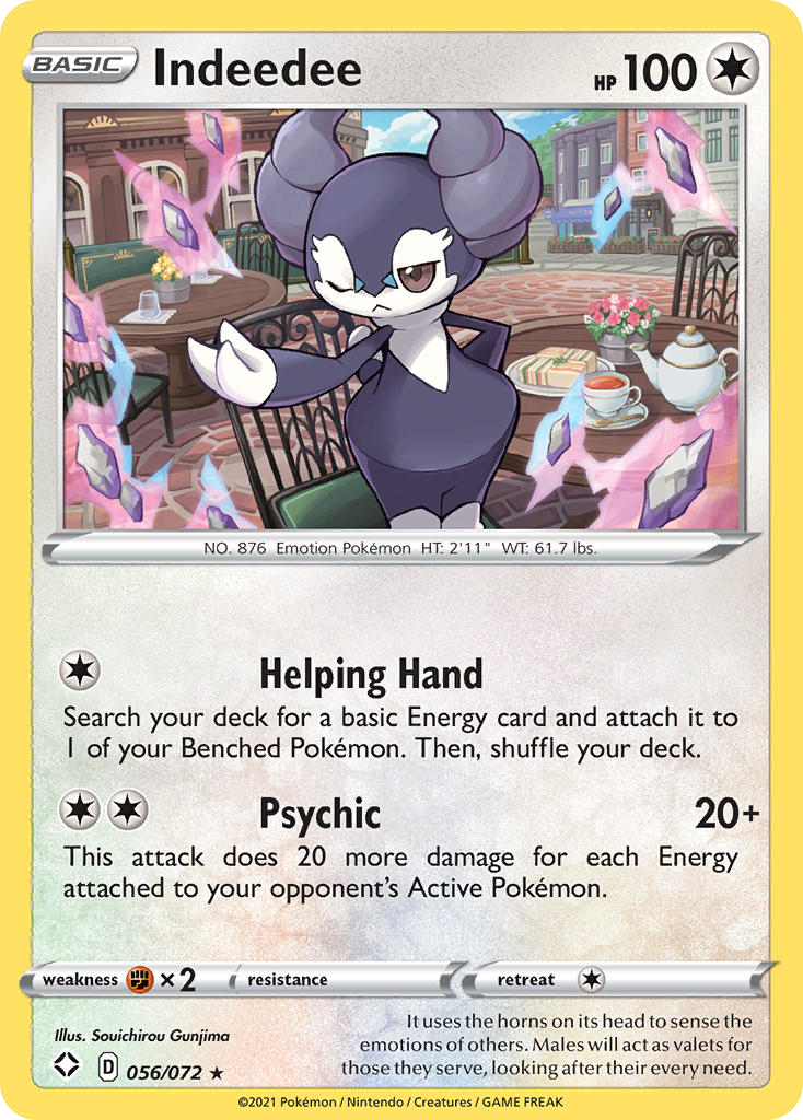Indeedee (056/072) (Theme Deck Exclusive) [Sword & Shield: Shining Fates] | Odin's Place