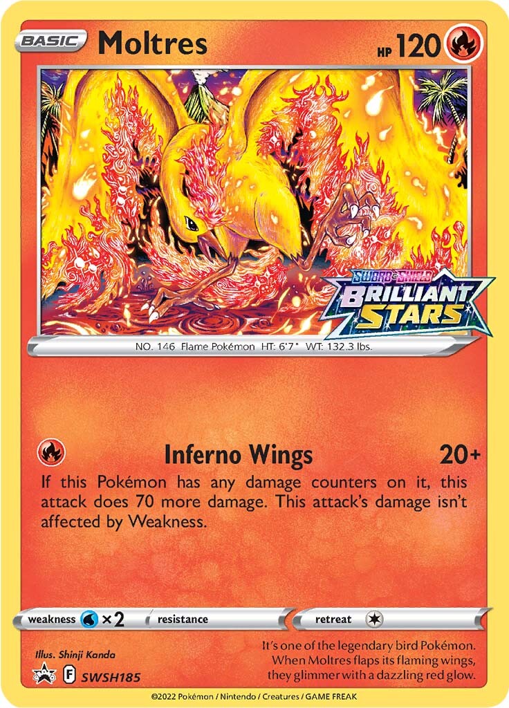 Moltres (SWSH185) (Prerelease Promo) [Sword & Shield: Black Star Promos] | Odin's Place