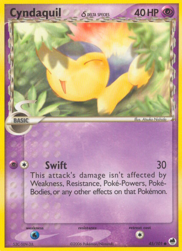 Cyndaquil (45/101) (Delta Species) [EX: Dragon Frontiers] | Odin's Place