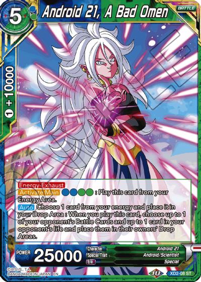 Android 21, A Bad Omen (Reprint) (XD2-08) [Battle Evolution Booster] | Odin's Place