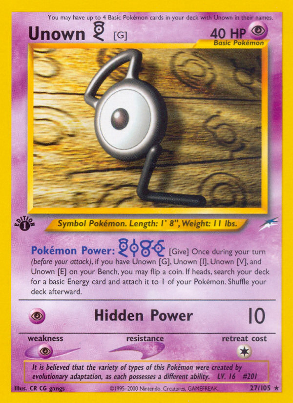 Unown [G] (27/105) [Neo Destiny 1st Edition] | Odin's Place