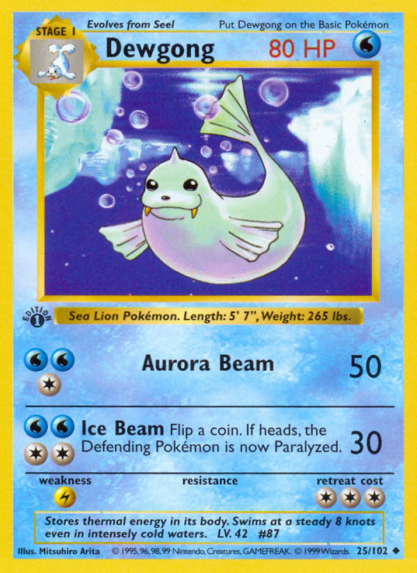 Dewgong (25/102) (Shadowless) [Base Set 1st Edition] | Odin's Place