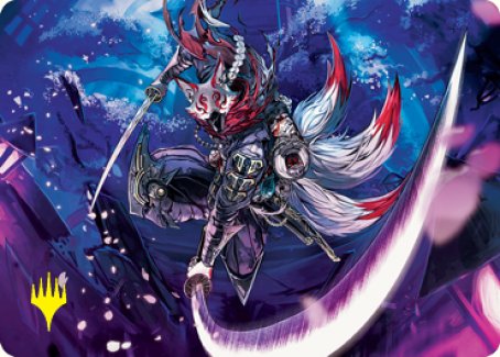 Blade-Blizzard Kitsune Art Card (Gold-Stamped Signature) [Kamigawa: Neon Dynasty Art Series] | Odin's Place