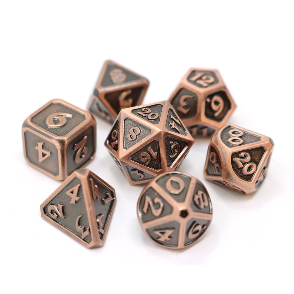 Die Hard Dice Mythica Battleworn Copper Metal Poly 7 Set | Odin's Place