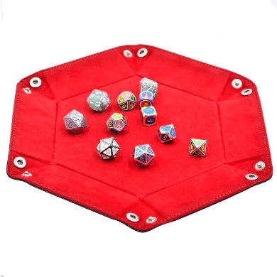Foam Brain Folding Hexagonal Dice Tray Black With Red | Odin's Place