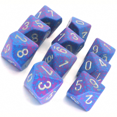 Chessex Tetra Blue and Red with Silver d10 Set | Odin's Place