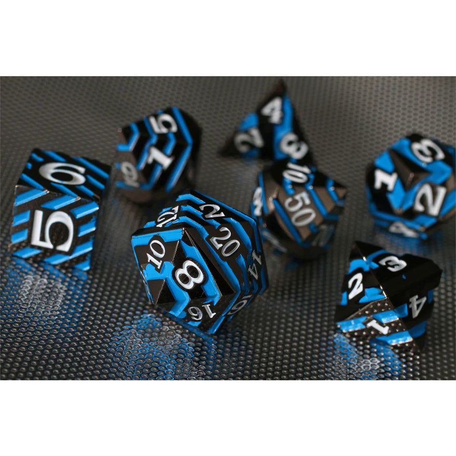 Forged Gaming Blue Oblivion Poly 7 Metal Dice Set | Odin's Place