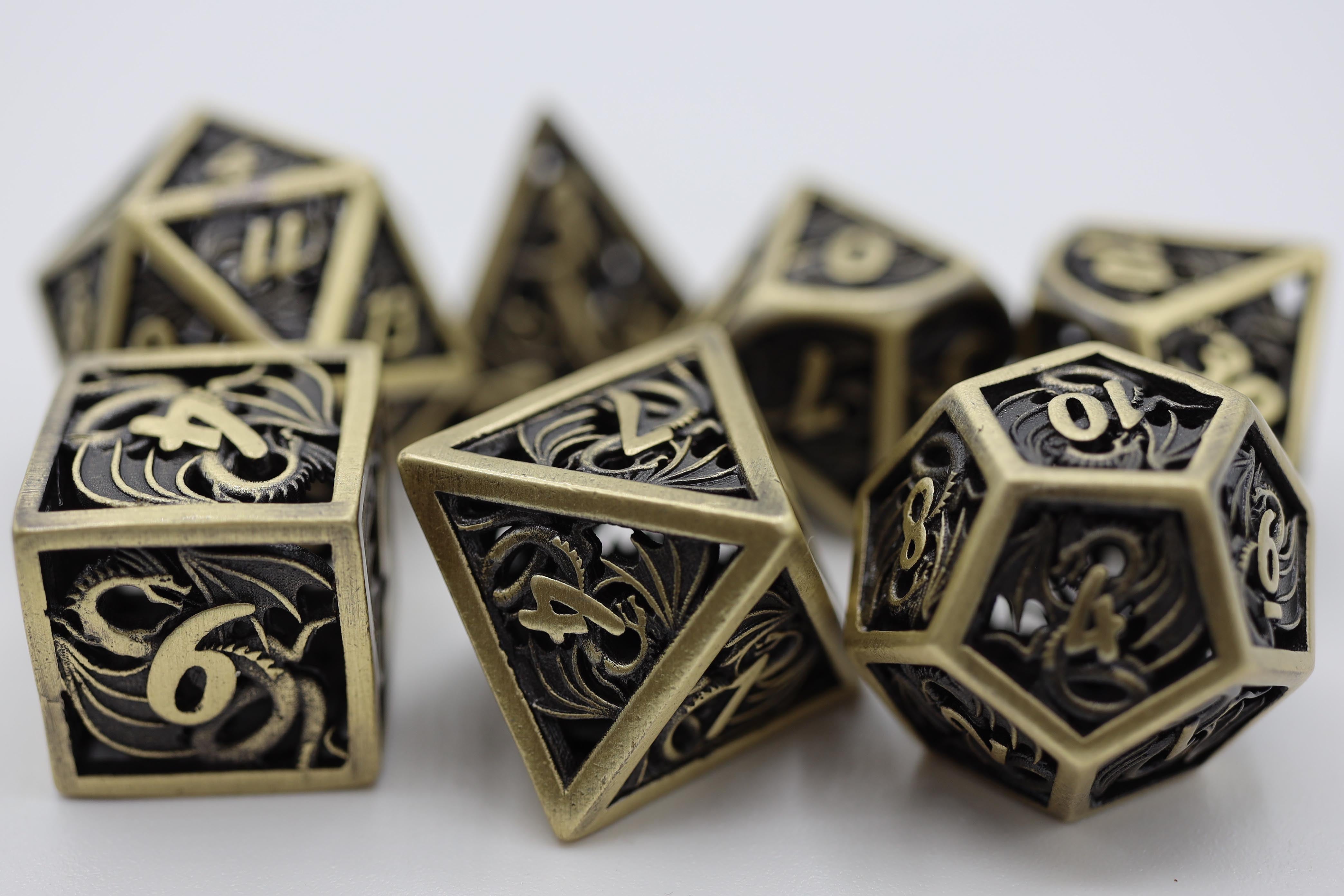 Foam Brain Hollow Bronze Dragon RPG Metal Dice Set | Odin's Place