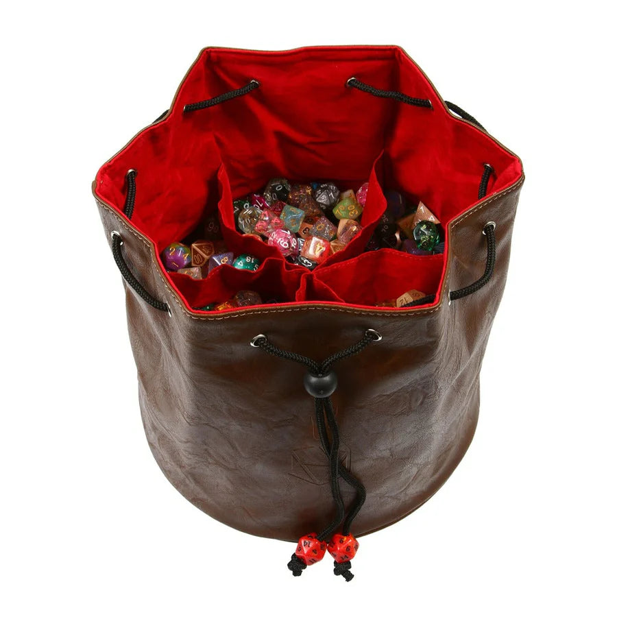 Forged Gaming Pouch of the Endless Hoard Dice Bag Brown with Red | Odin's Place