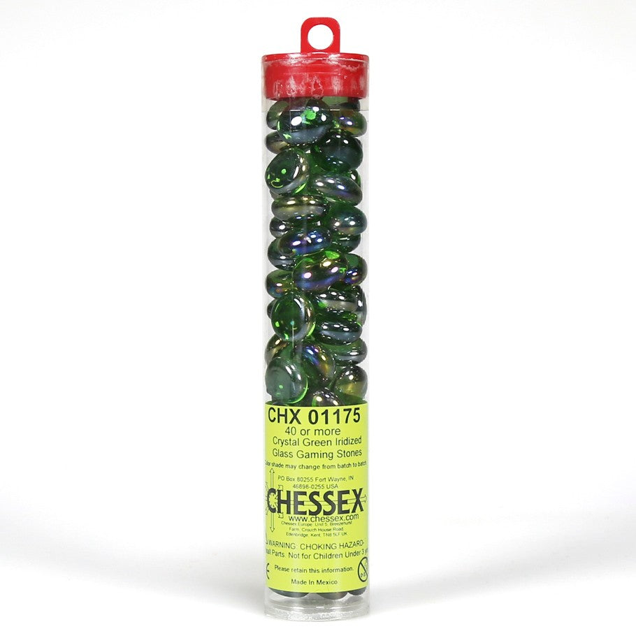 Chessex Crystal Green Iridized Glass Stones in 5.5` Tube | Odin's Place