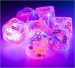 Chessex Lab Dice Nebula Black Light special/White Poly 7 Set w Bonus Die | Odin's Place