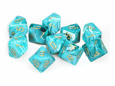 Chessex Vortex Malachite Green with Gold d10 set | Odin's Place