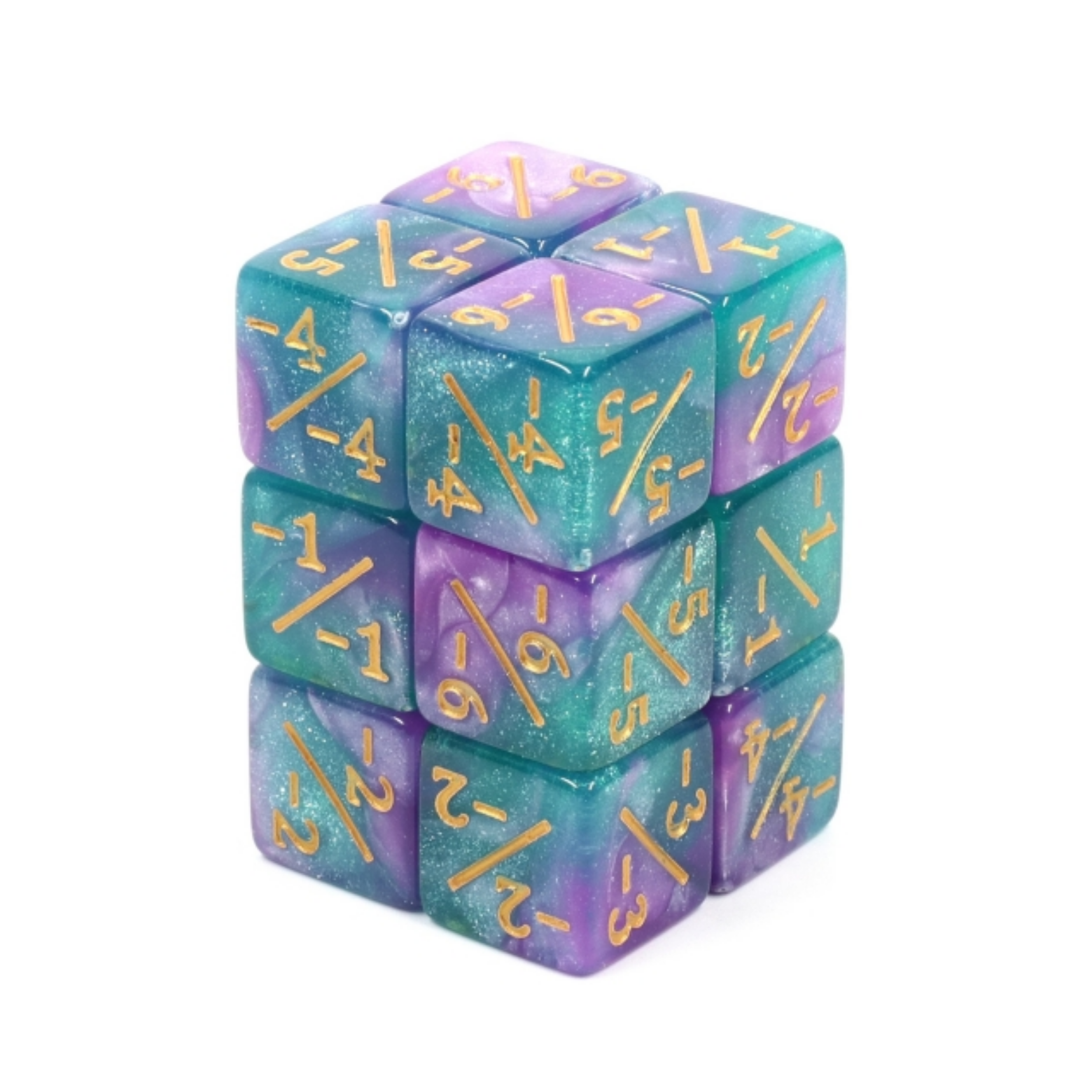 Foam Brain Magic The Gathering Counters +1/-1Light Blue with Purple Glitter Set of 8 | Odin's Place