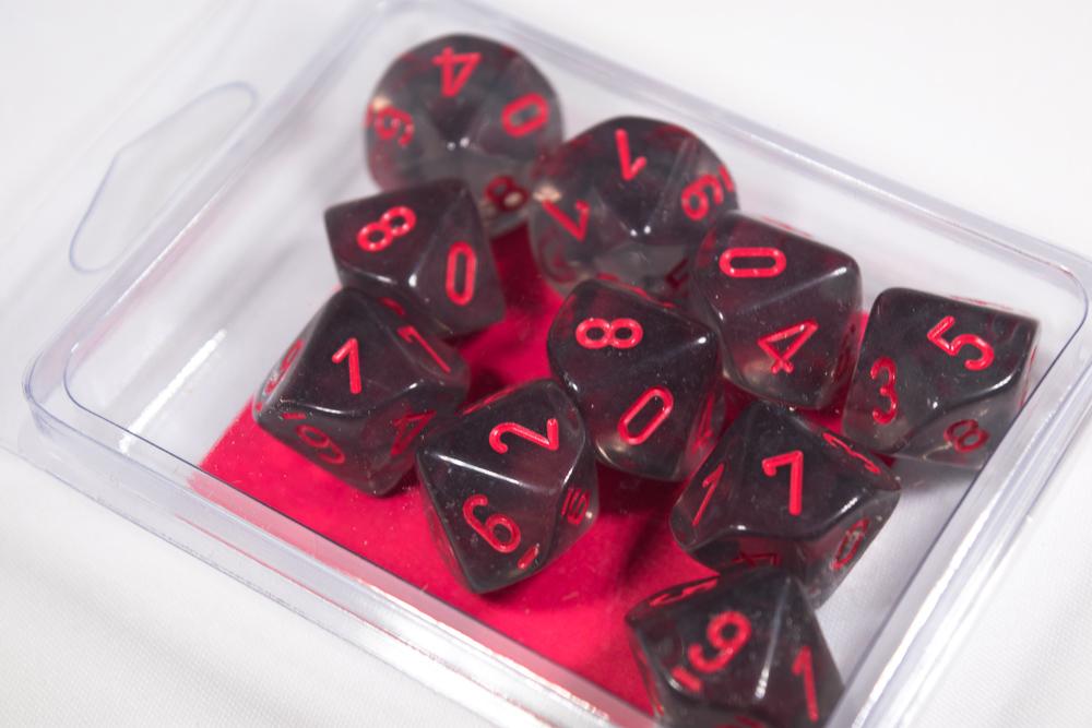 Chessex Translucent Smoke Red D10 Set | Odin's Place