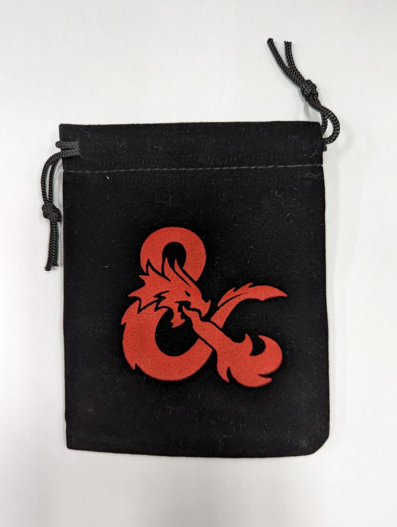 Dungeons & Dragons small black velour dice bag w/drawstring | Odin's Place
