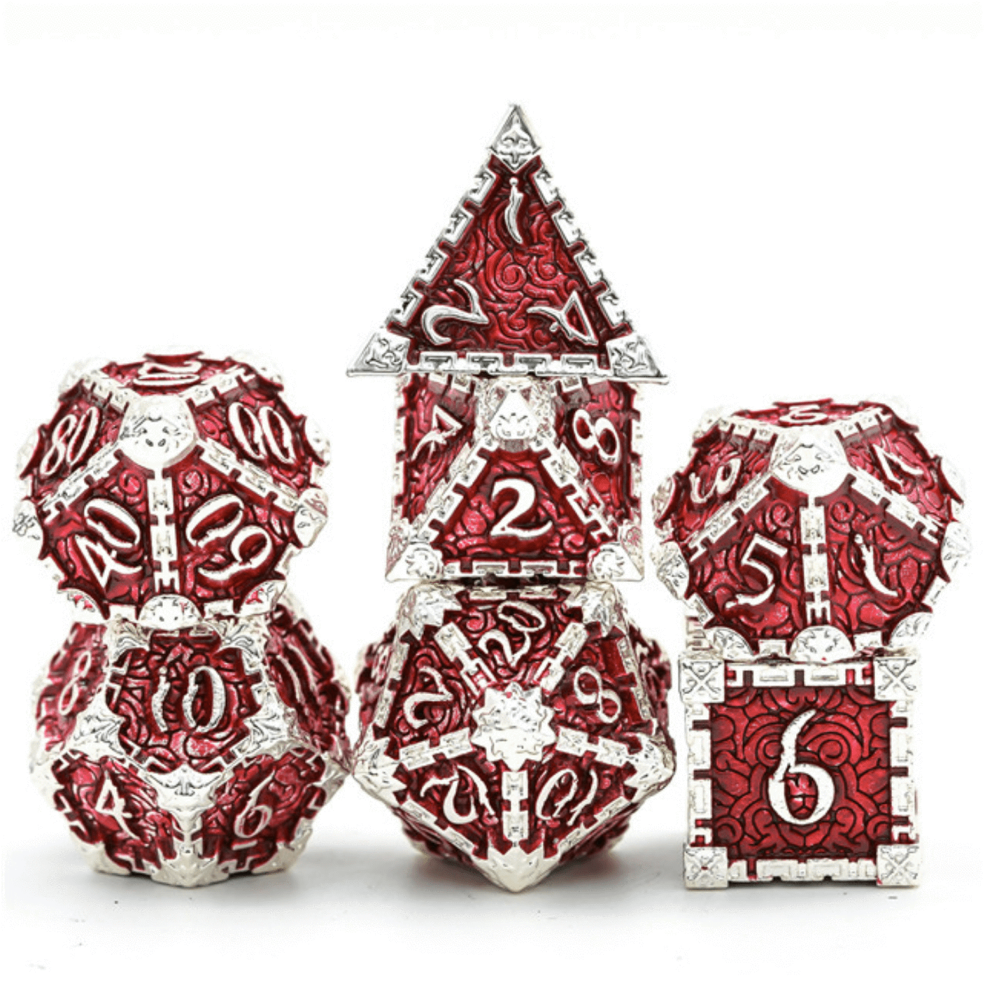Foam Brain Dagger of Venom Silver Ruby RPG Metal Dice Set | Odin's Place
