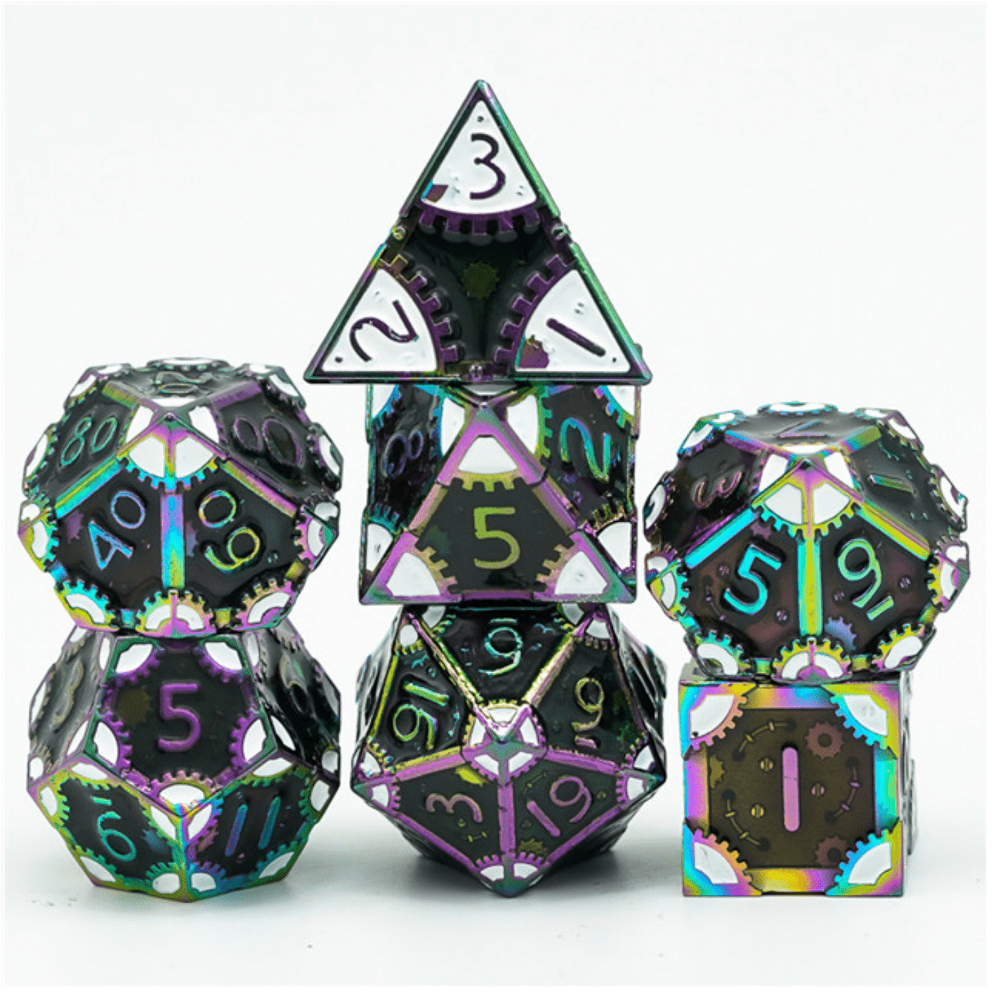 Foam Brain SteamPunk Dark Lord Poly 7 Dice Set | Odin's Place