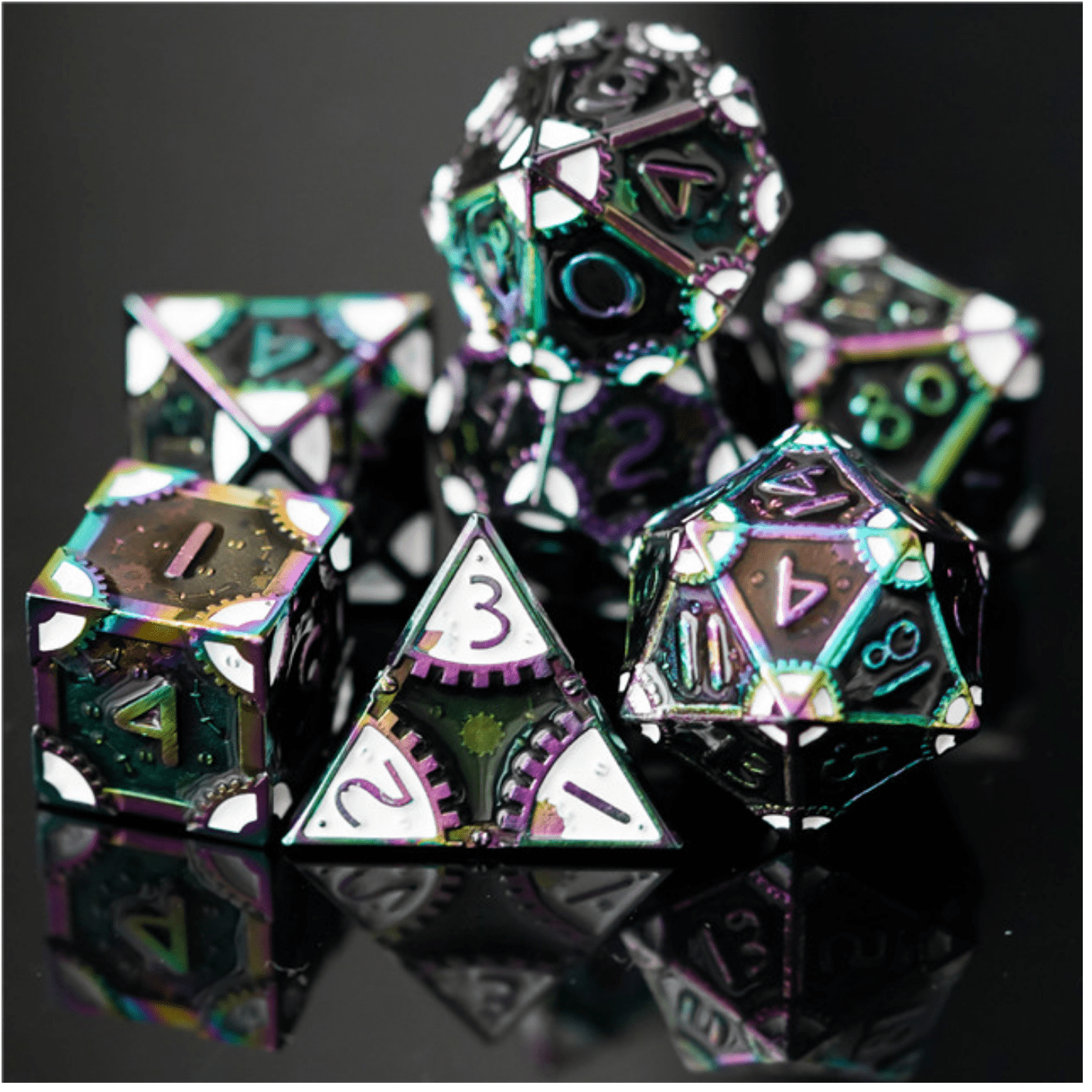 Foam Brain SteamPunk Dark Lord Poly 7 Dice Set | Odin's Place