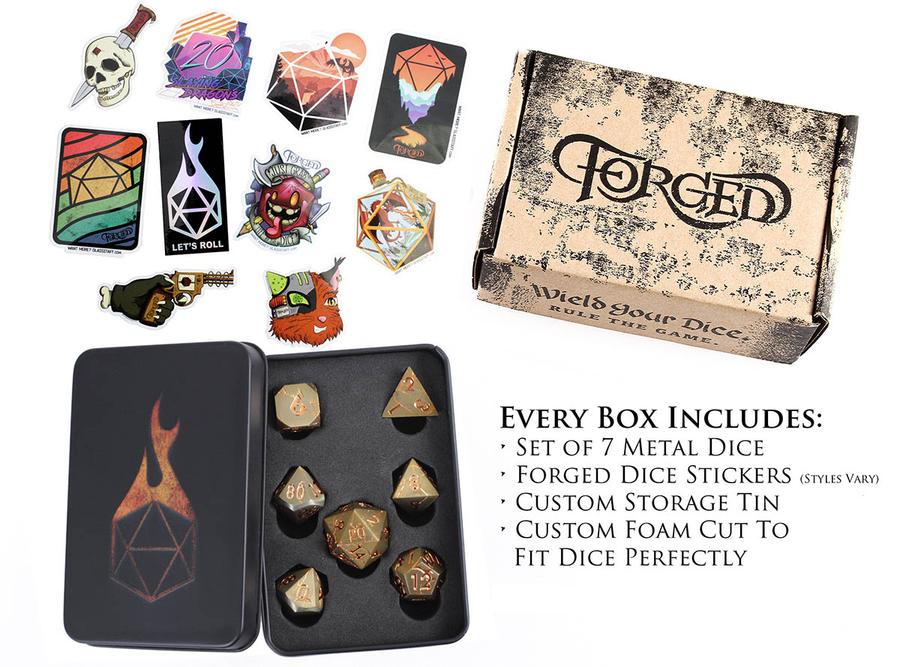 Forged Gaming Dwarven Pride Poly 7 Metal Dice Set | Odin's Place