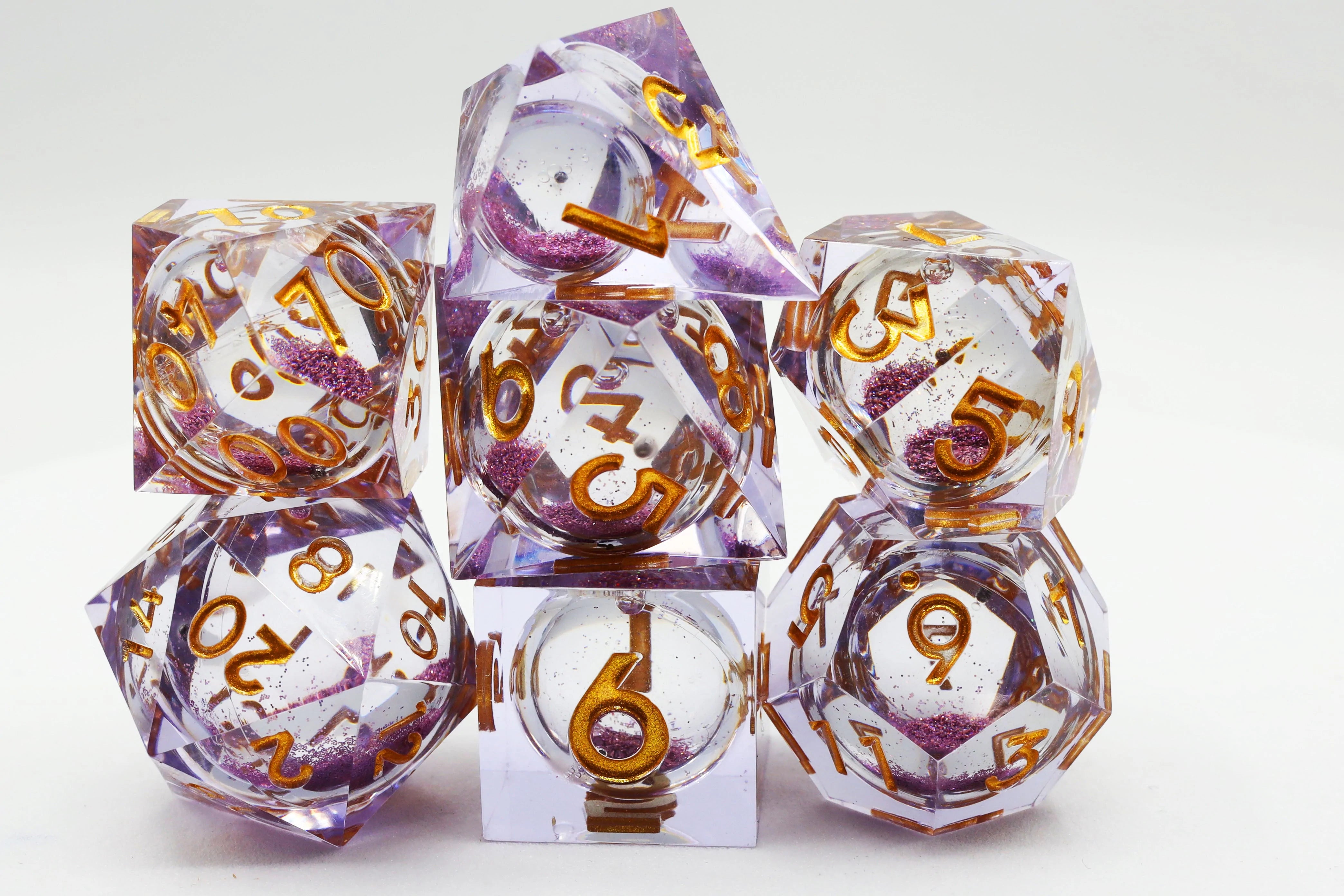 Foam Brain Poly 7 Dice Set: Hand-Polished Liquid Core Purple | Odin's Place