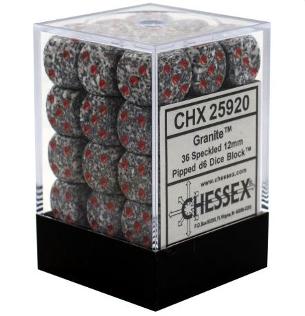 Chessex Granite 12mm D6 Dice Block (36) | Odin's Place