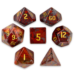 Brybelly Stone Polyhedral Dice, Poppy Jasper Poly 7 Set | Odin's Place