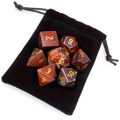 Brybelly Stone Polyhedral Dice, Poppy Jasper Poly 7 Set | Odin's Place