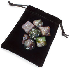 Brybelly Stone Polyhedral Dice, Indian Agate Poly 7 Set | Odin's Place