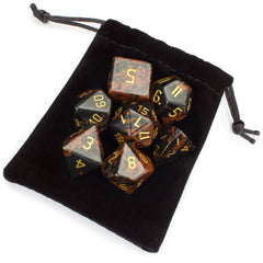 Brybelly Stone Polyhedral Dice, Mahogany Obsidian Poly 7 Set | Odin's Place