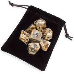 Brybelly Stone Polyhedral Dice, Picture Jasper Poly 7 Set | Odin's Place