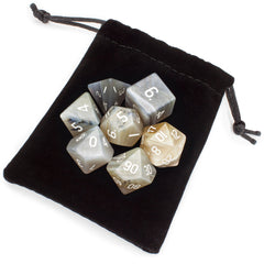 Brybelly Stone Polyhedral Dice, Gray Agate Poly 7 Set | Odin's Place