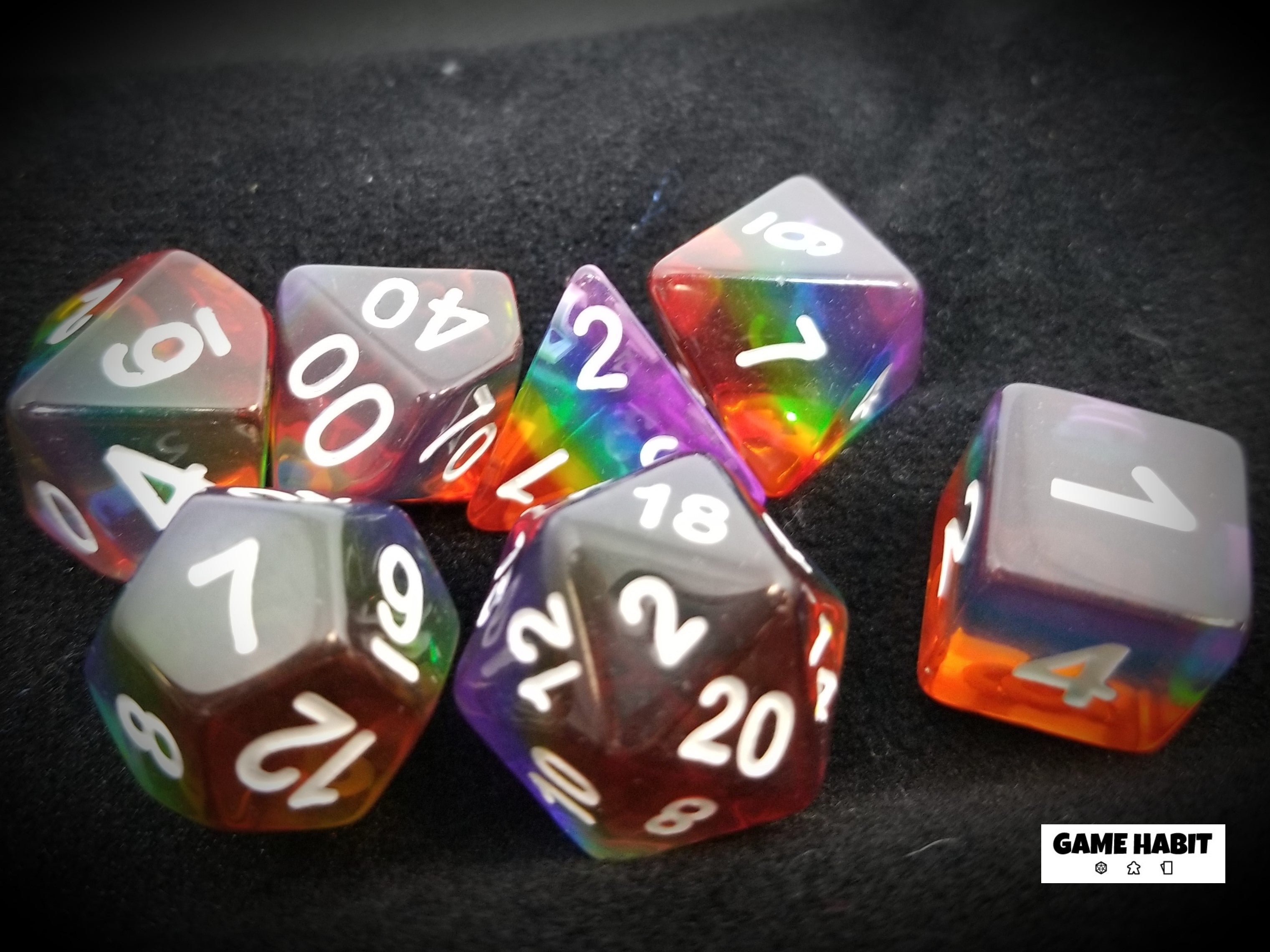 Game Habit Rainbow B*tch Poly 7 Dice Set | Odin's Place