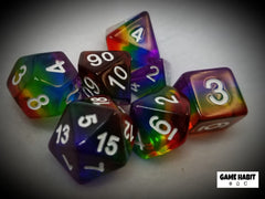 Game Habit Rainbow B*tch Poly 7 Dice Set | Odin's Place