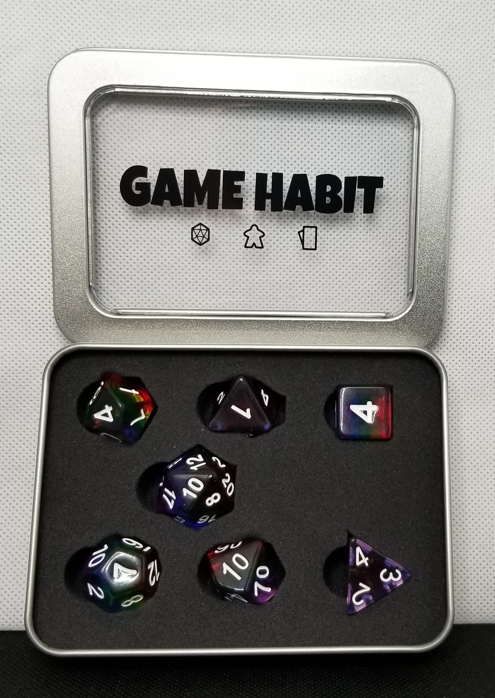 Game Habit Rainbow B*tch Poly 7 Dice Set | Odin's Place