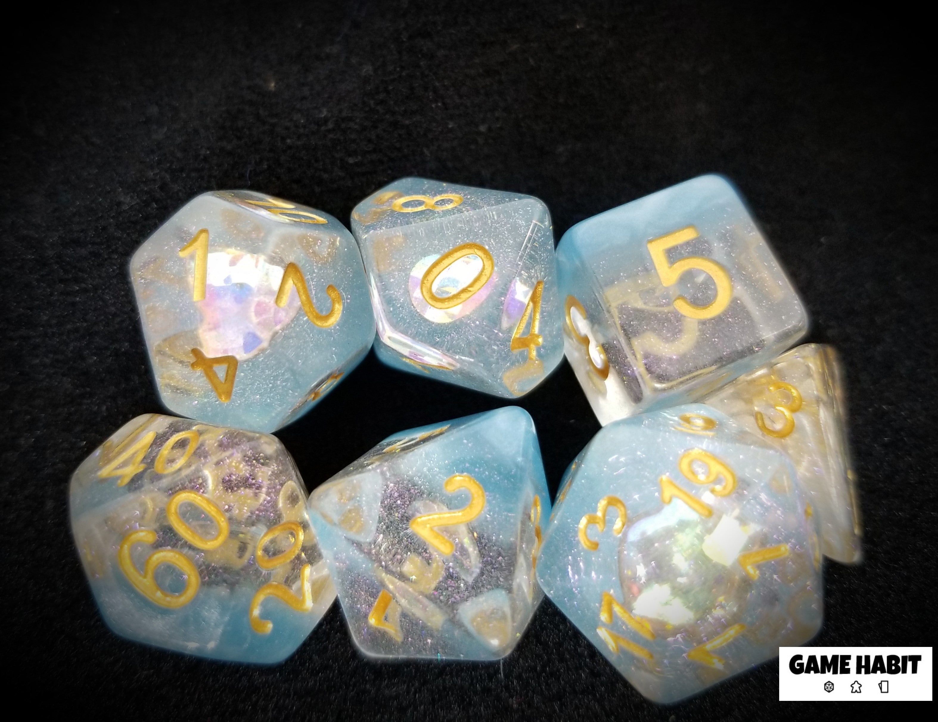 Game Habit Folsom Prism Blues Poly 7 Dice Set | Odin's Place