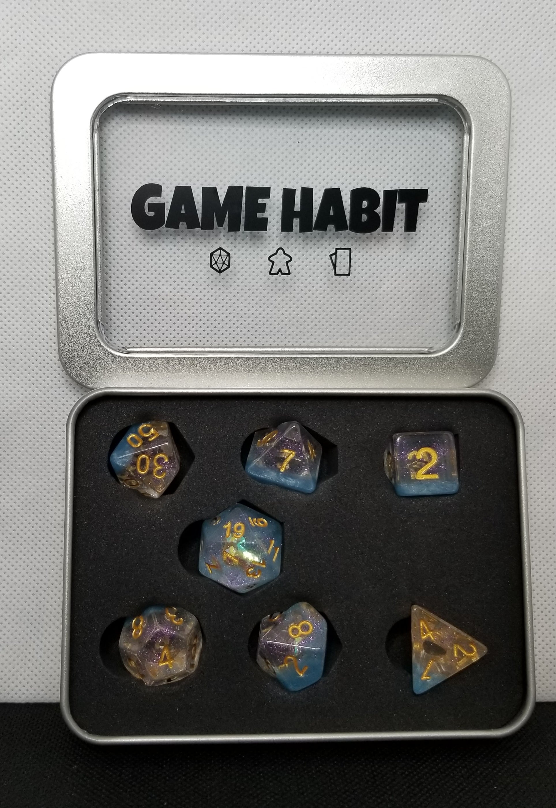 Game Habit Folsom Prism Blues Poly 7 Dice Set | Odin's Place