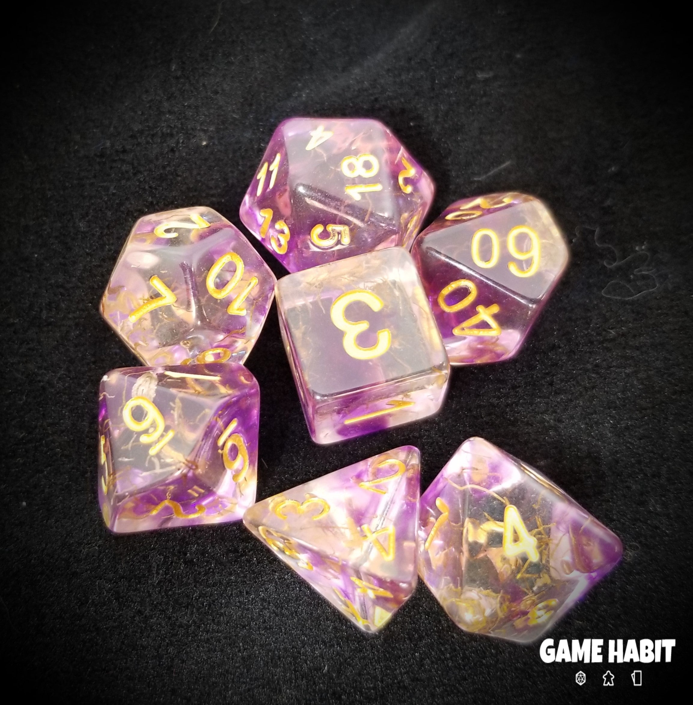 Game Habit Purple Hot Rod Poly 7 Dice Set | Odin's Place