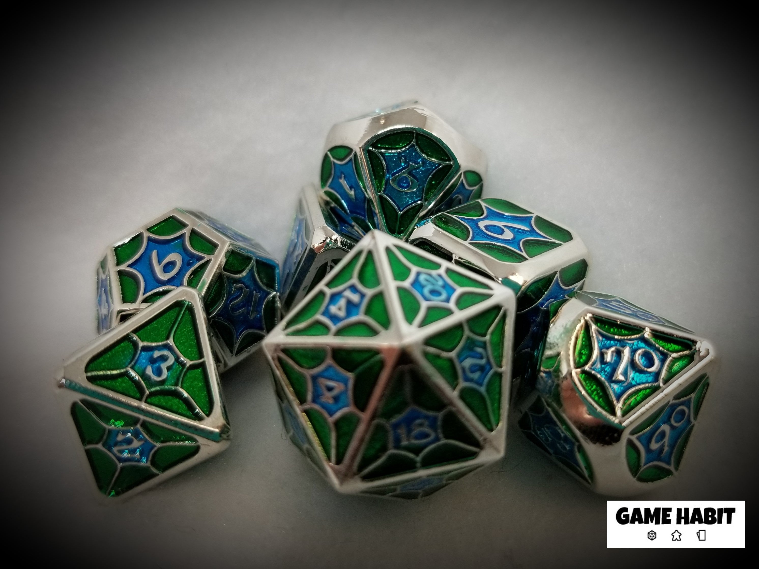 Game Habit George's Ocean Metal Poly 7 Dice Set | Odin's Place