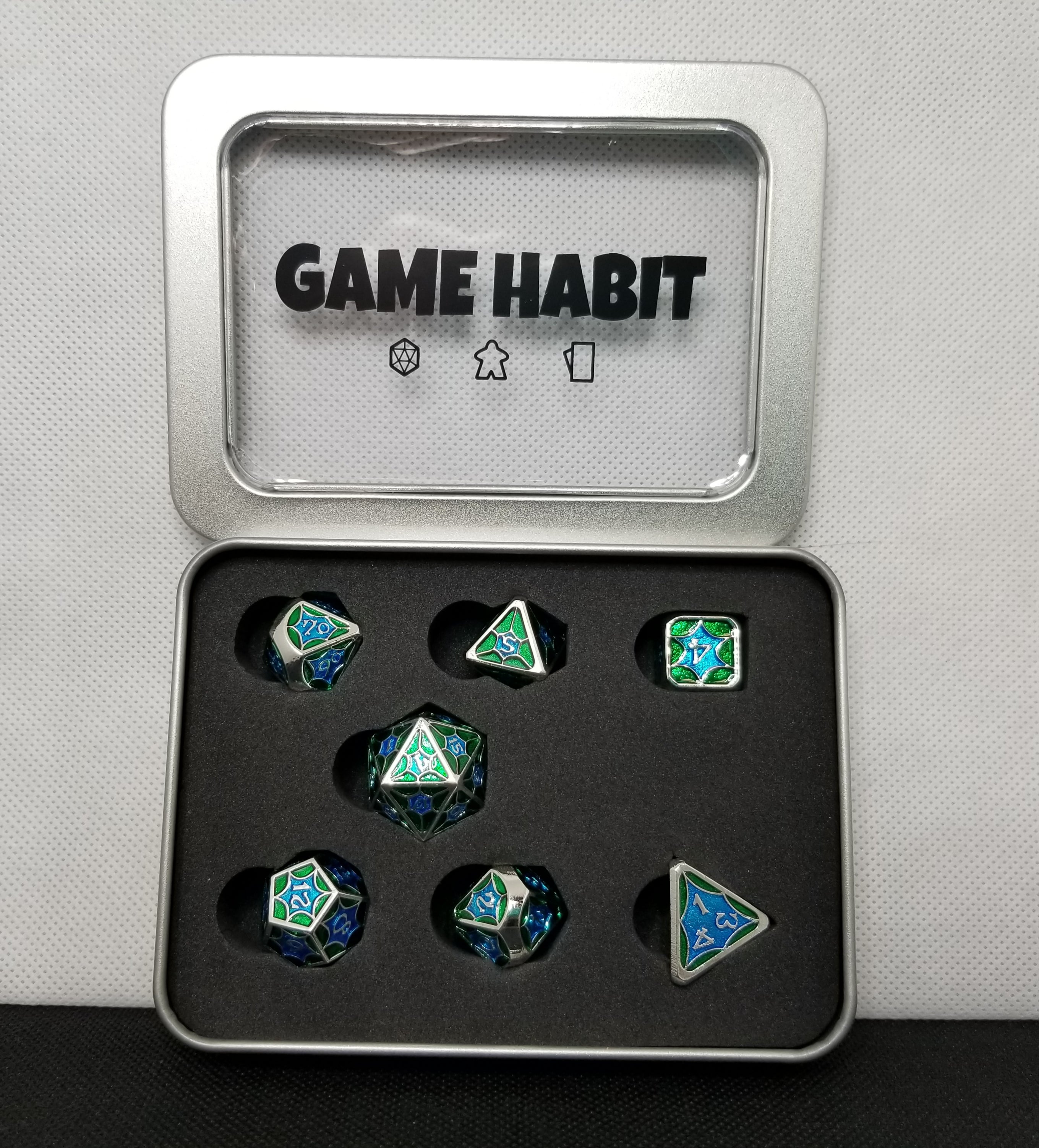 Game Habit George's Ocean Metal Poly 7 Dice Set | Odin's Place