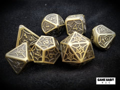 Game Habit Golden Compass Poly 7 Dice Set | Odin's Place