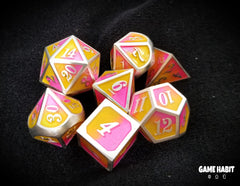 Game Habit Tequila Sunrise Poly 7 Dice Set | Odin's Place