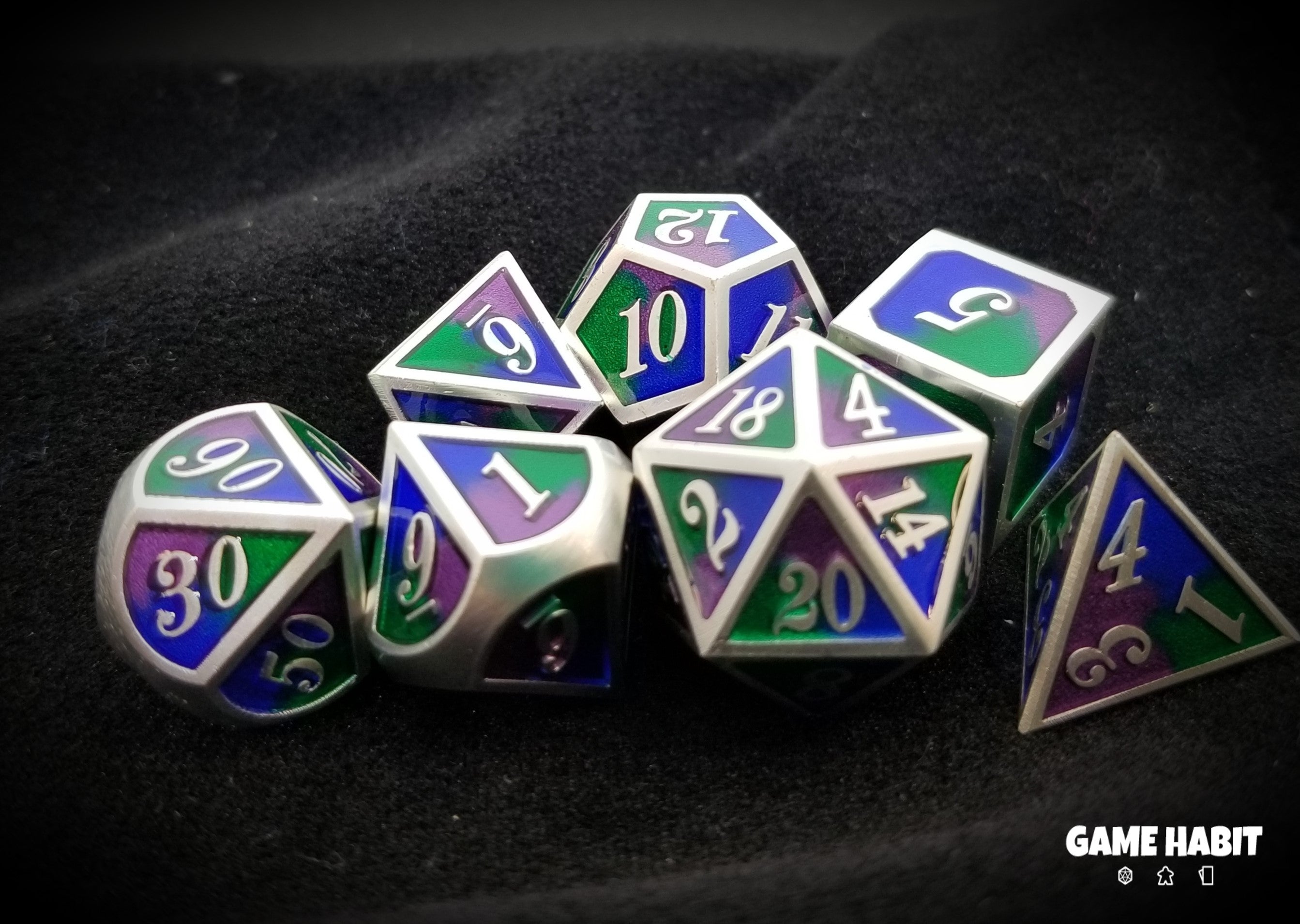 Game Habit Peacock Feathers Poly 7 Dice Set | Odin's Place